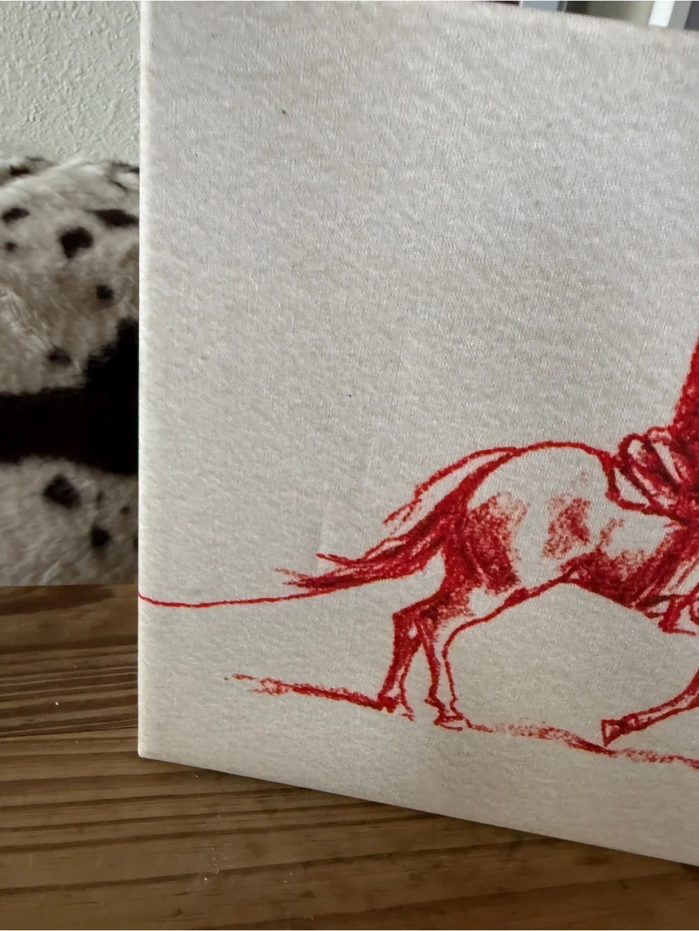 New Red illustrated Cowboy on Horse Wall Art Canvas 8x10” western decor